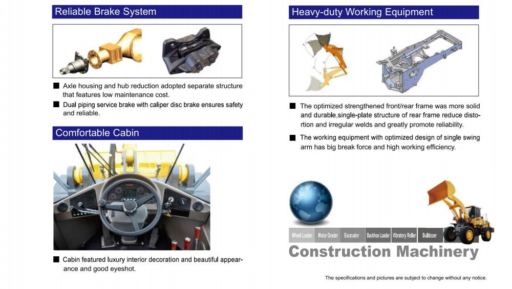 JCBASE Wheel Loader WL937H 10200kg with Weichai Engine 92kw/2200rpm 1.7m³ capacity