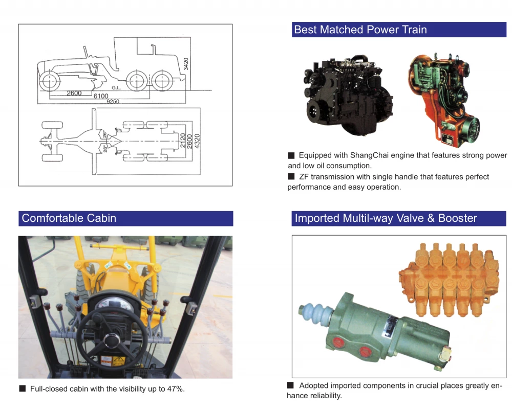 JCBASE Motor Grader MG722 16100kg with Shangchai Engine